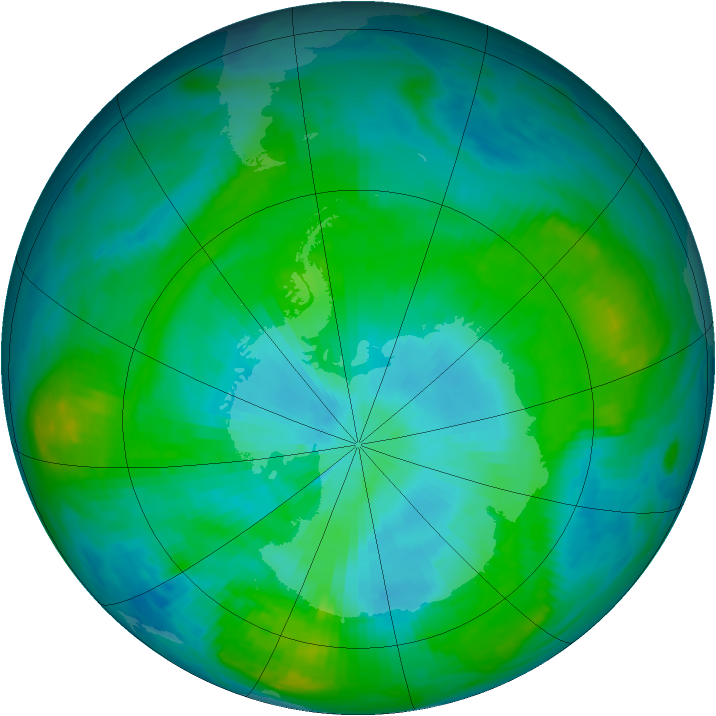 Antarctic ozone map for 10 February 1981